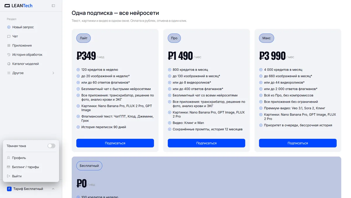 Оплата Mistral Chat картой РФ